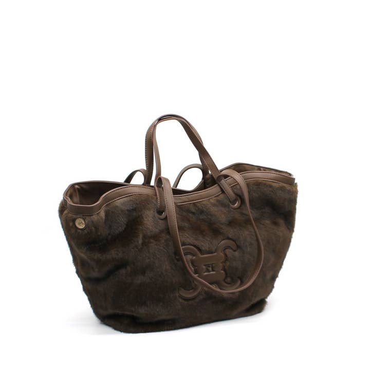 Vimoda - Wholesale Top Handle Bag - Women's - CC logo fur bag with buttons5