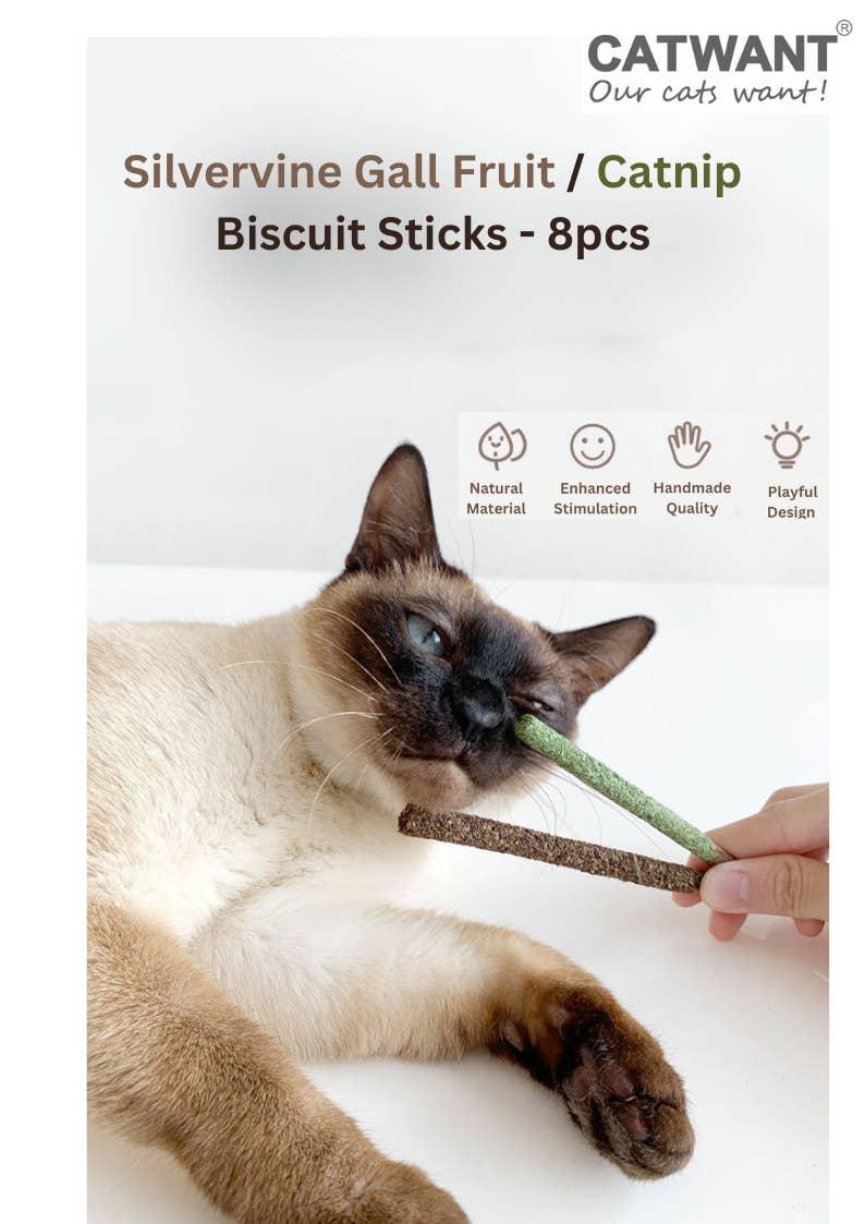 CATWANT - Vendita all'ingrosso Giocattolo - Gatti - Bastoncini per biscotti Silvervine Gall Fruit/Catnip - 8 pezzi