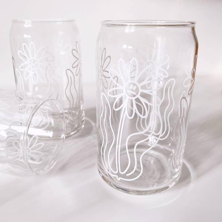 KANDS.CO - Wholesale Drinking Glass/Cup - Moody Florals Can Glass3