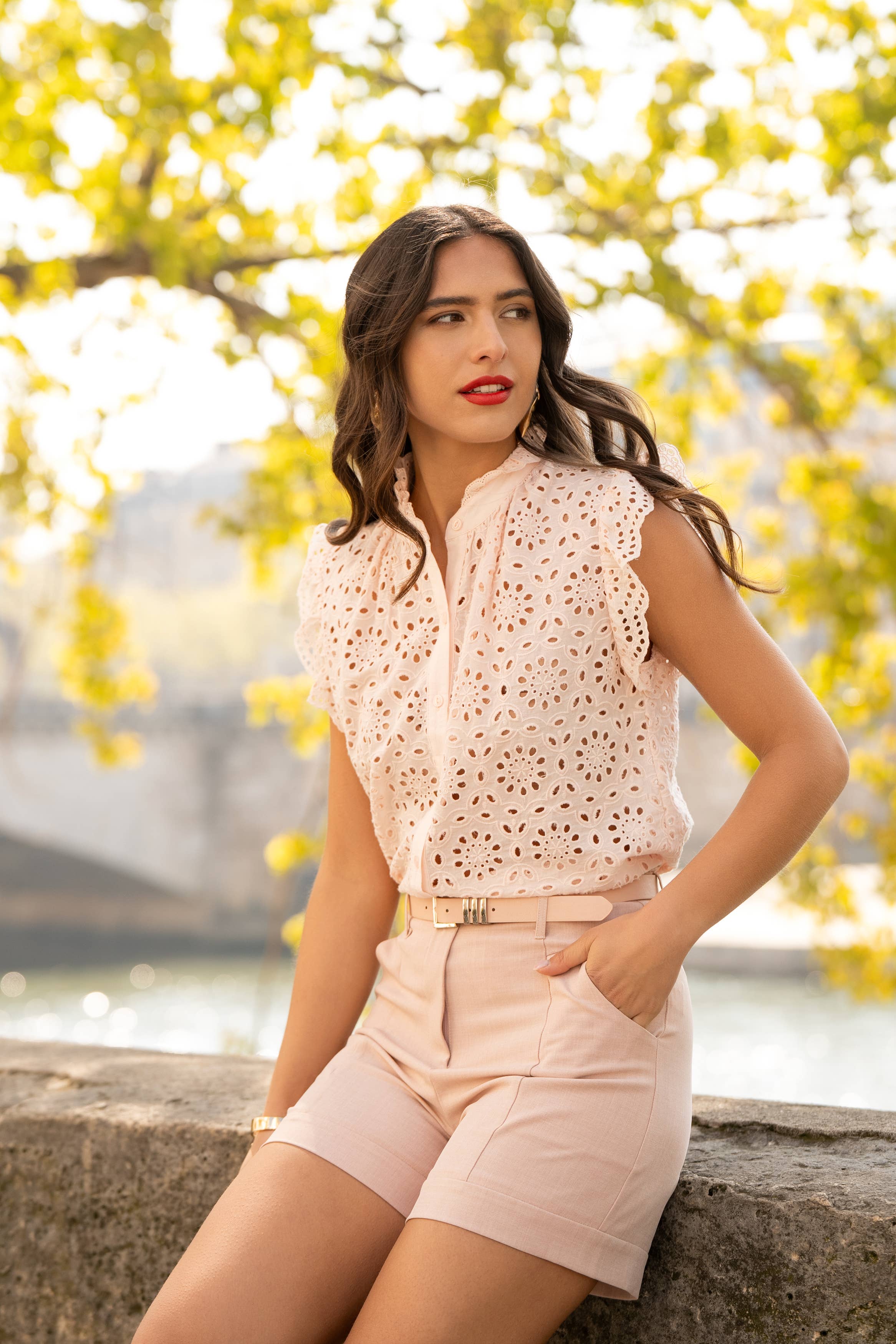 LULUMARY - Venta al por mayor Camisa con botones - Mujer - Blusa de encaje CH36318