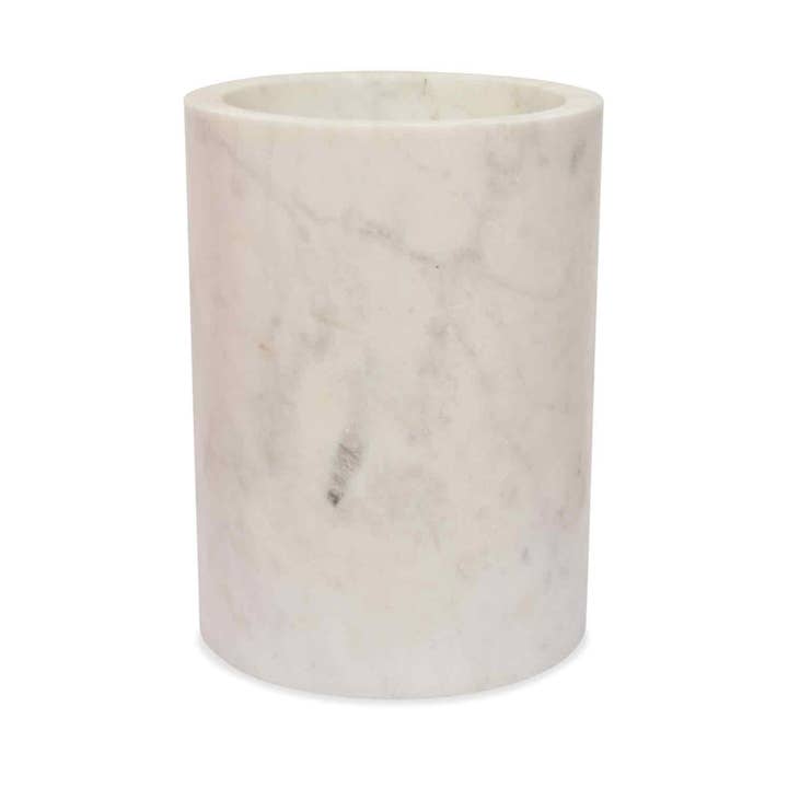 White marble utensil holder D12 H16cm for wholesale by Opjet Paris
