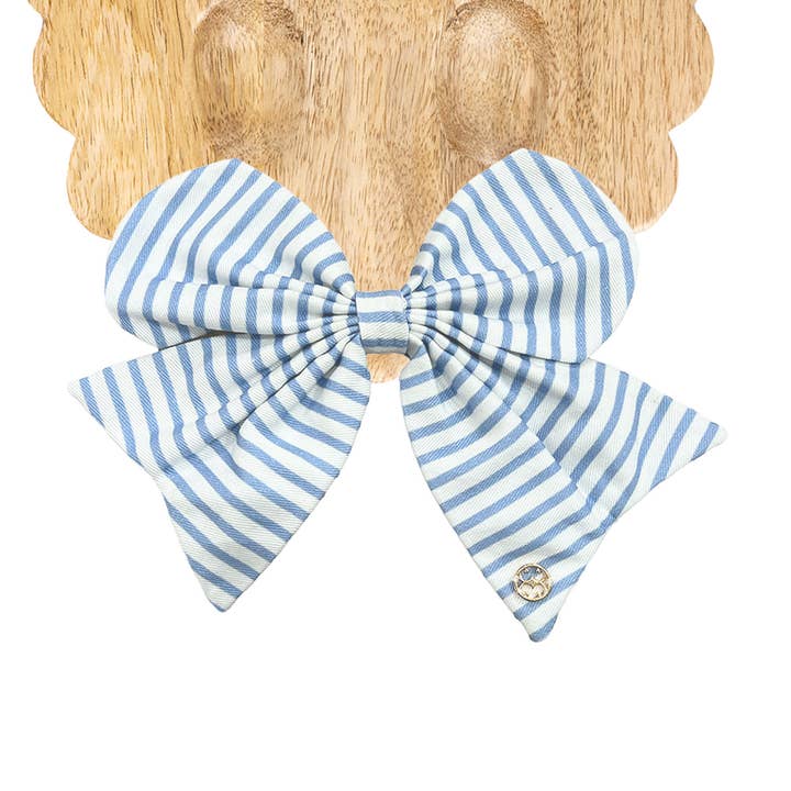 Fabric Bow | Blue Stripe for wholesale by Mary Square