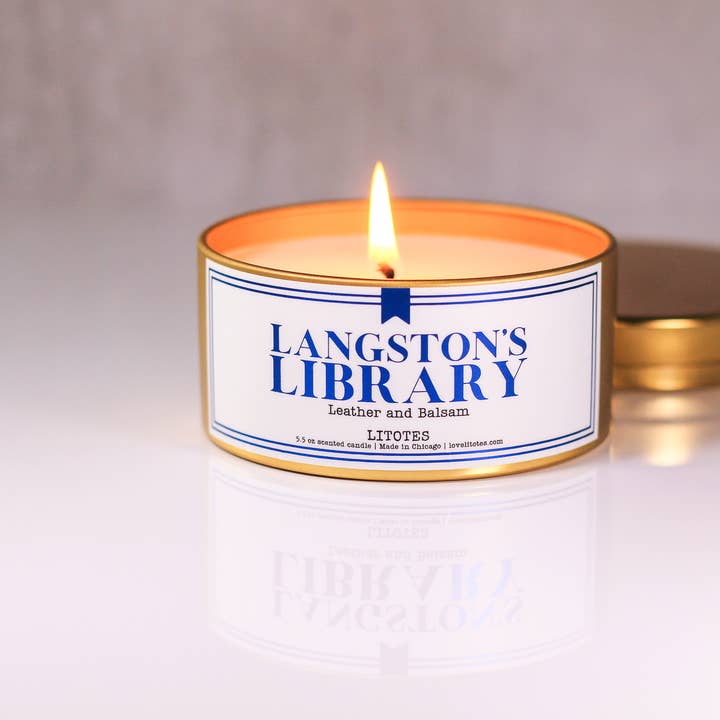 Langston's Library | Book-Themed Luxury Soy Candle | 5.5 oz for wholesale by Litotes Fragrances