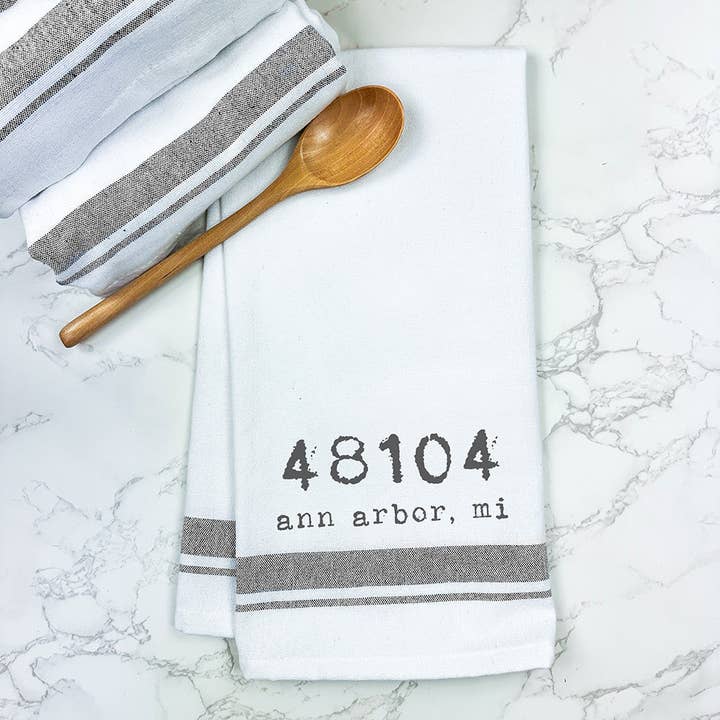 Zip Code - Custom Premium Farmhouse Towel for wholesale by Indigo Tangerine