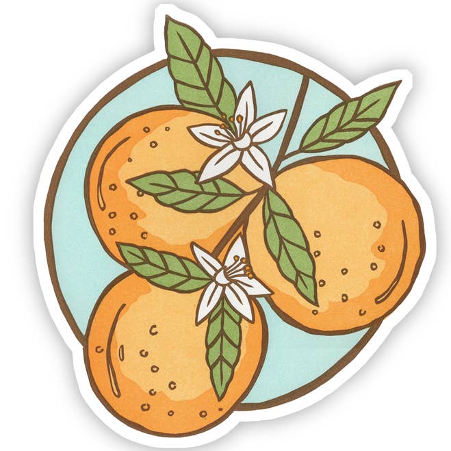 Tangerine Blossoms Vinyl Sticker for wholesale by Coxswain Press