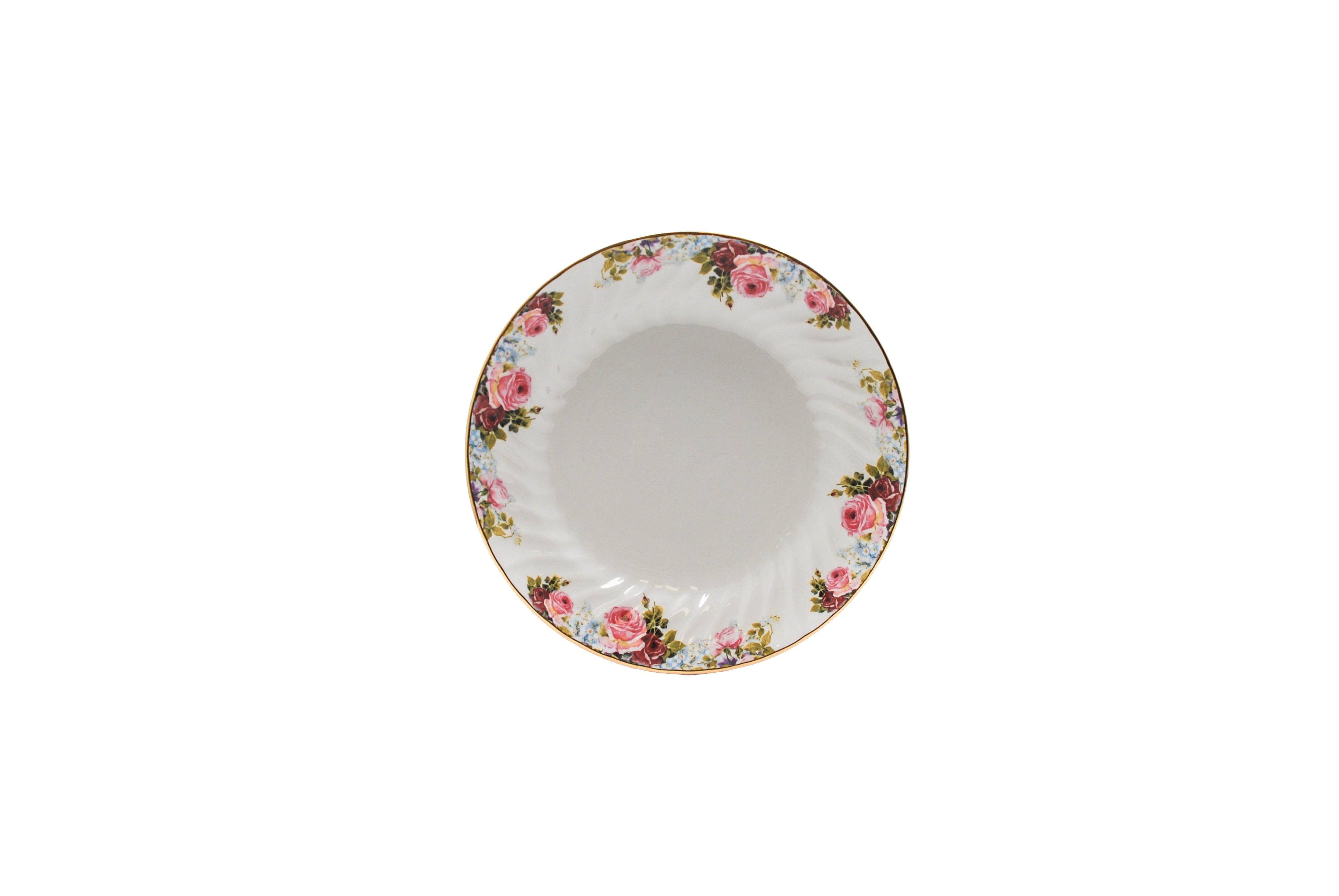 Lynns - Wholesale Bowl - *Elegant 8¼-Inch Porcelain Soup Plate with Rippled Swirls7