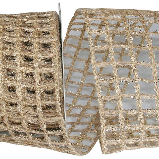 Grande boîte en jute Sparkle Wired Edge, /doré, 4 po, 10 mètres pour la vente par RELIANT RIBBON