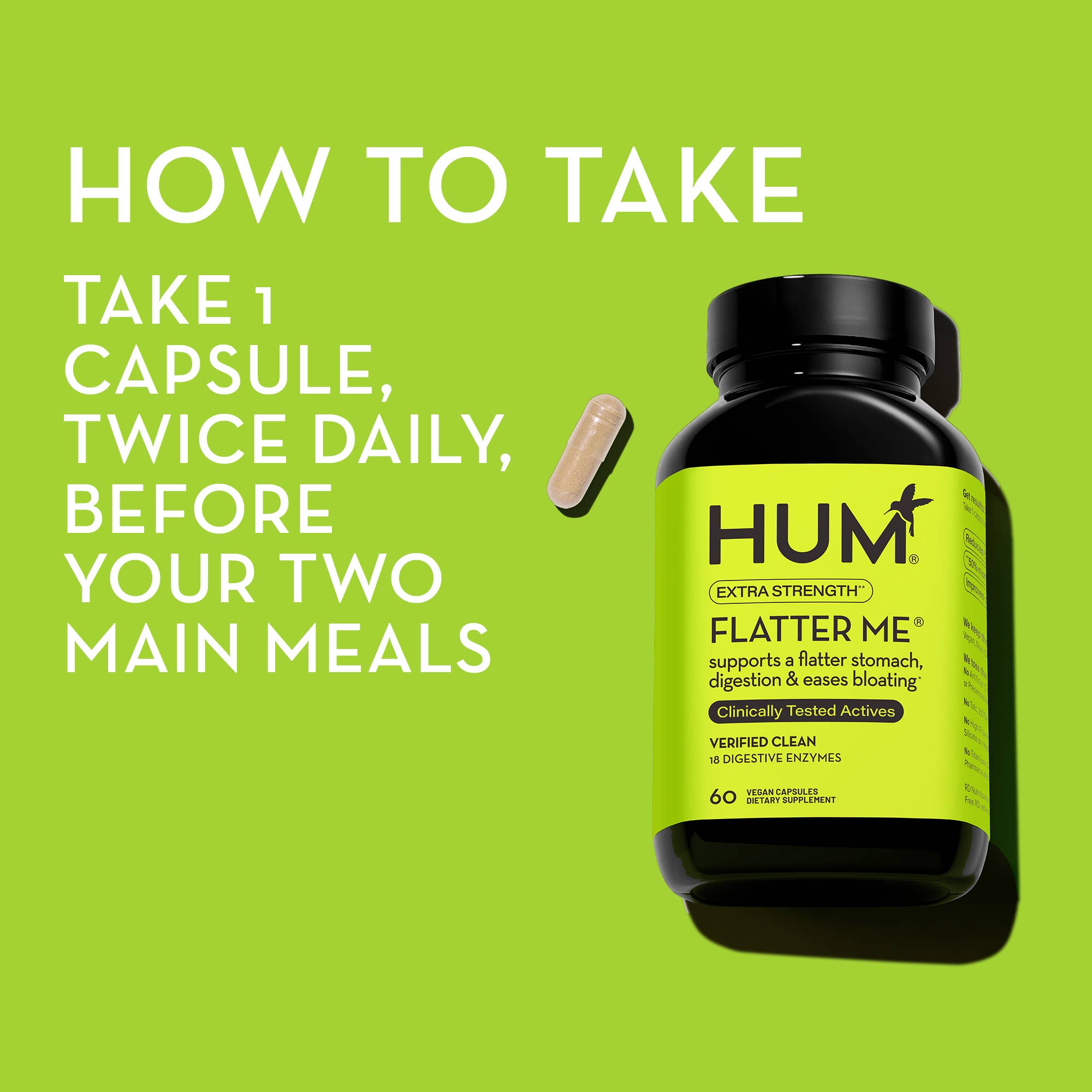 Hum Nutrition - Wholesale Oral Supplement/Vitamin - FLATTER ME EXTRA STRENGTH DIGESTIVE ENZYMES CAPSULES7