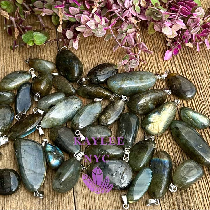 Natural Labradorite Crystal Pendant for wholesale by KayleeNYC