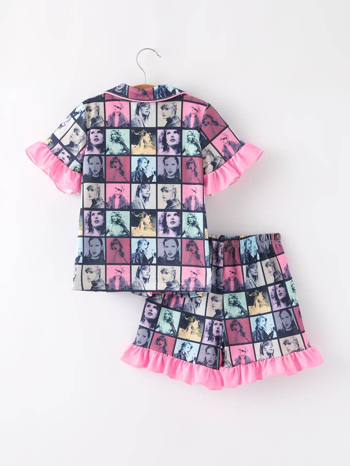 Rylee Faith Designs - Wholesale Sleepwear Set - Kids - Mommy me Black TS Summer Ruffle Pajama Set1