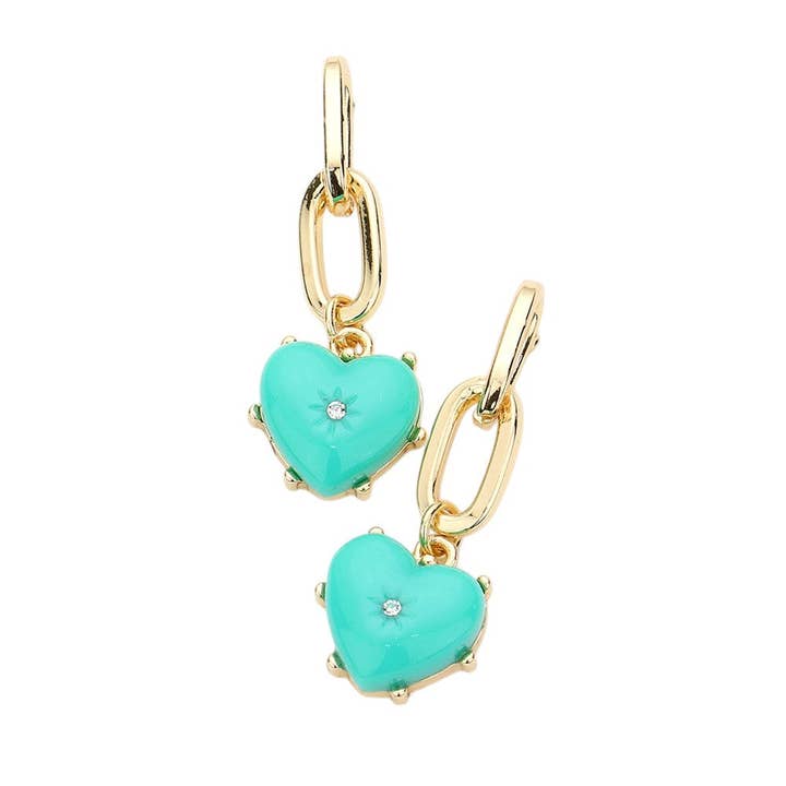 Madeline Love – wholesale Dangle earrings – Rhinestone Centered Resin Heart Dangle Earrings1