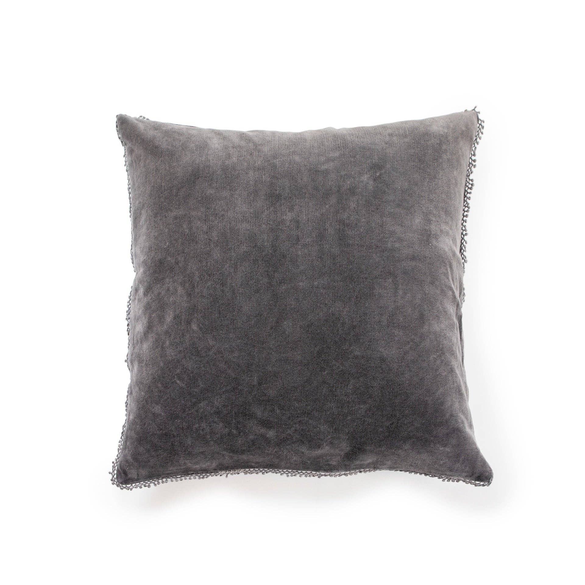 Wholesale Ash Velvet Pillow With Poms 22