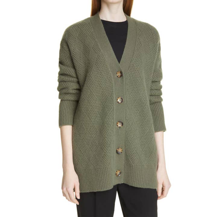 Basket Stitch Cashmere Cardigan for wholesale by Khangri Textiles