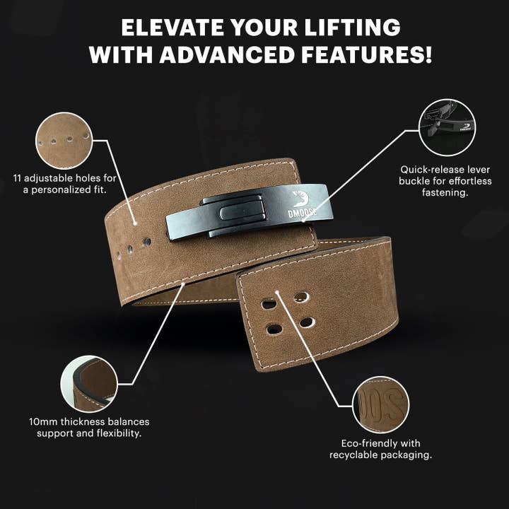 DMOOSE - Wholesale Fitness Equipment - 10MM Lever Weightlifting Belt With Lumbar Support