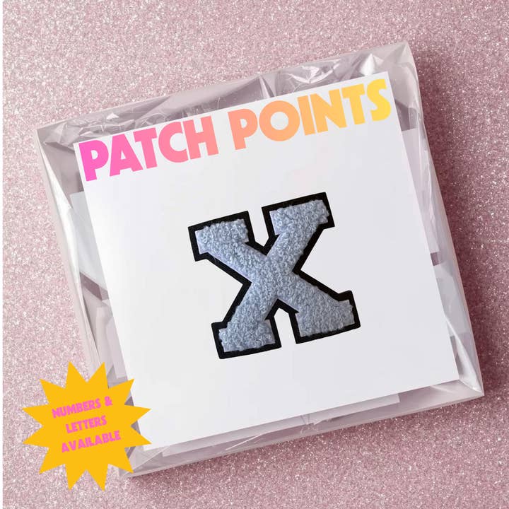 Baby Blue Varsity Letter Sticker & Iron On for wholesale by Patch Points