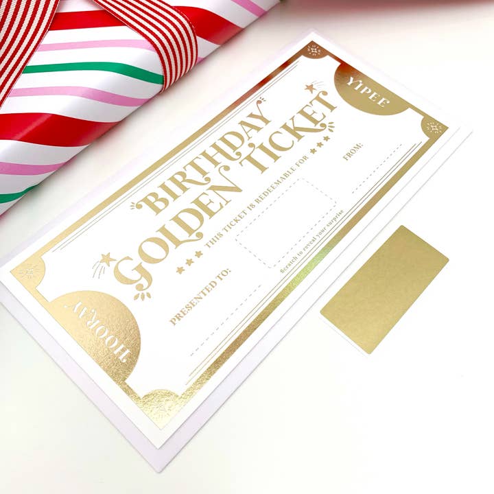 Black Bow Studio - Wholesale Birthday card - Scratch-off Birthday Golden Ticket Gift Voucher3