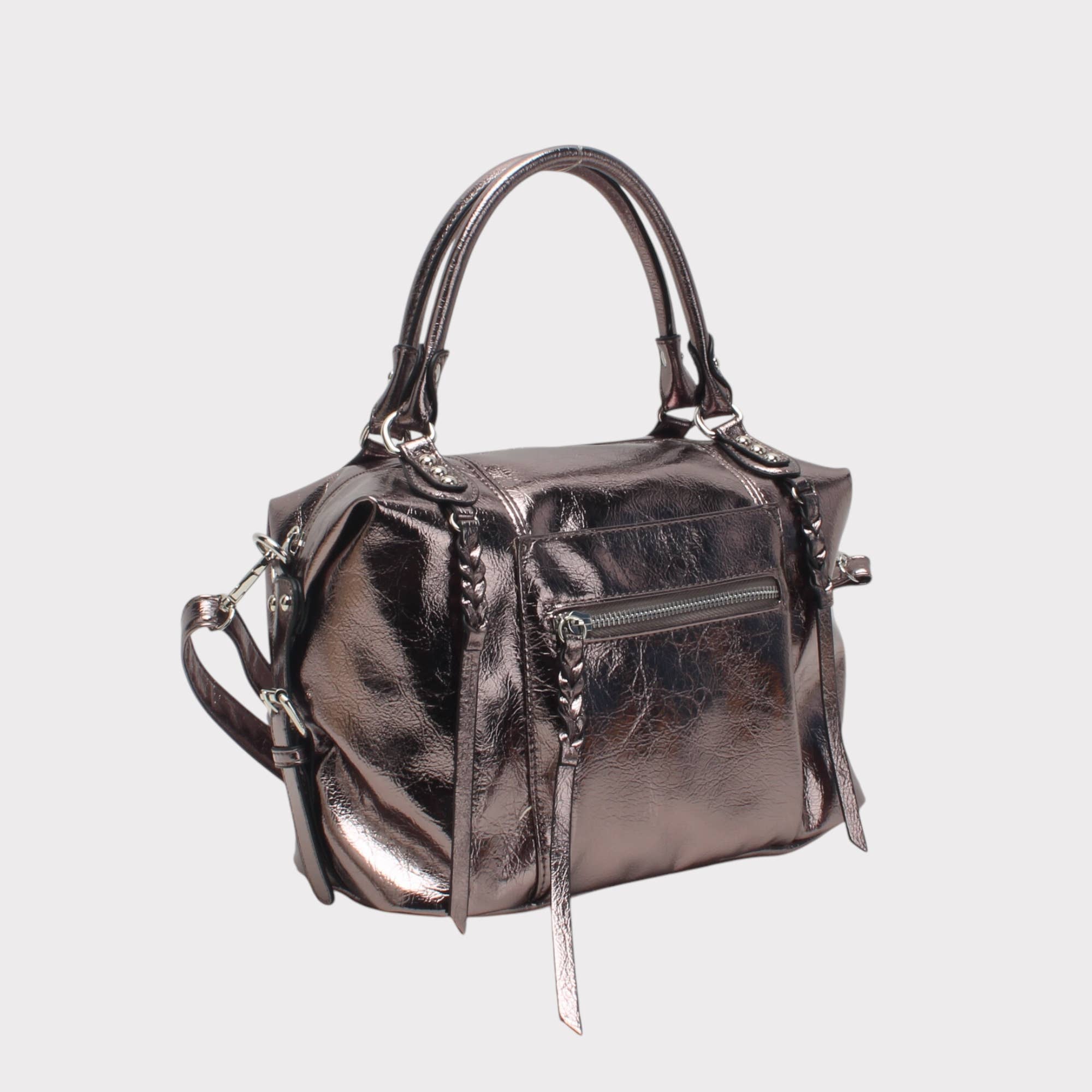 BESTINI - Wholesale Top Handle Bag - Women's - Small vintage bowling bag with multiple zips8