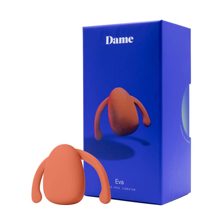 Eva Hands-Free Couples Vibrator – Waterproof (Papaya) for wholesale by Dame Products
