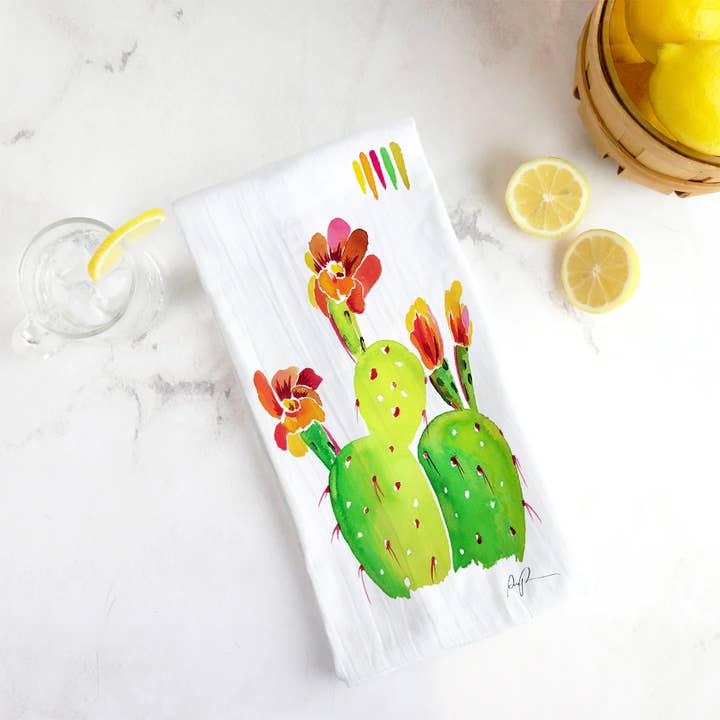 "Technicolor Blossoms" Tea Towel for wholesale by Paige Poppe Art