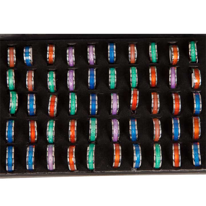 Färgade ringar i rostfritt stål, set för wholesale av EHAWA