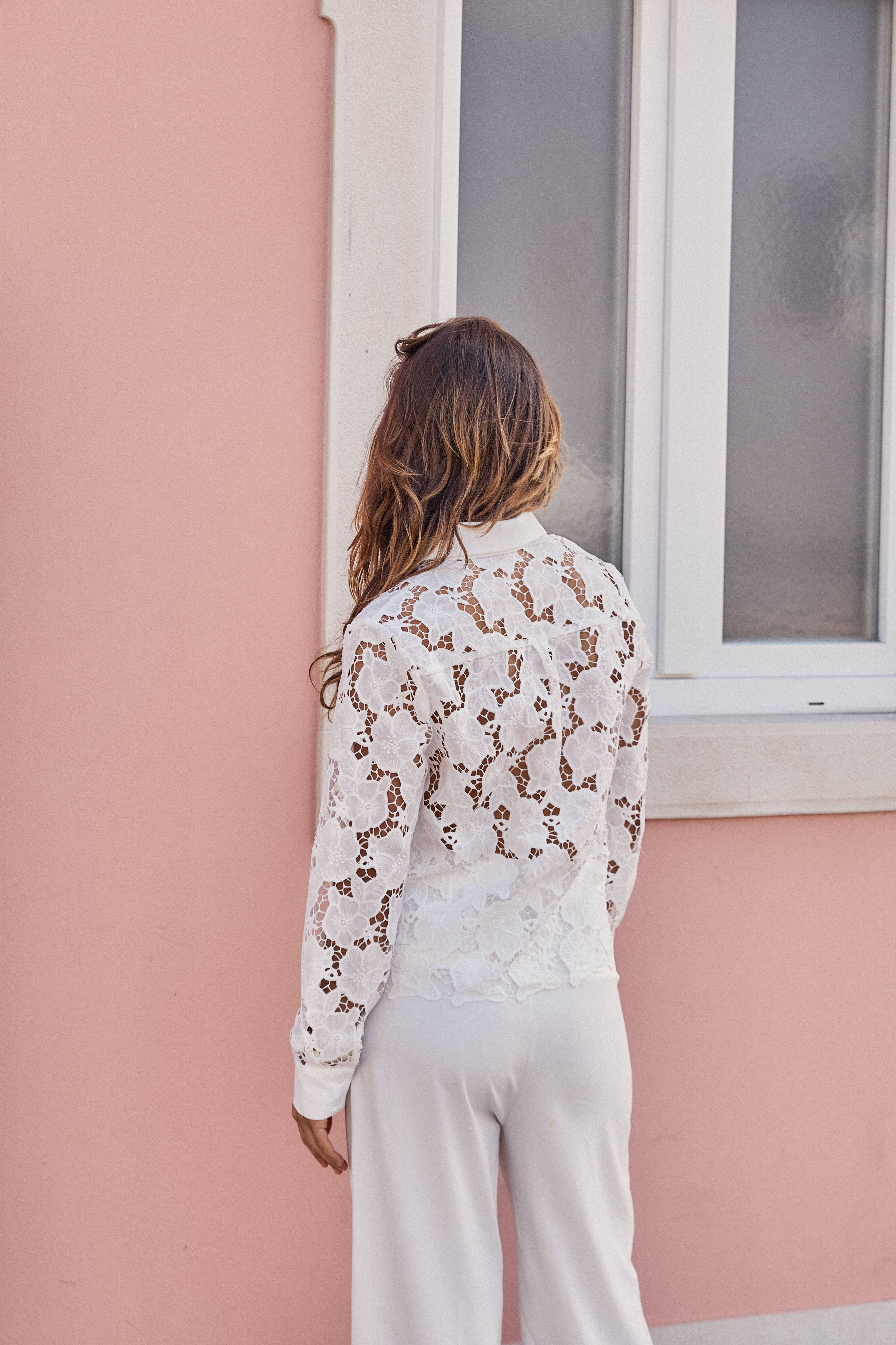 LULUMARY - Vente Chemise à col boutonné – femme - Chemise en dentelle CH36228