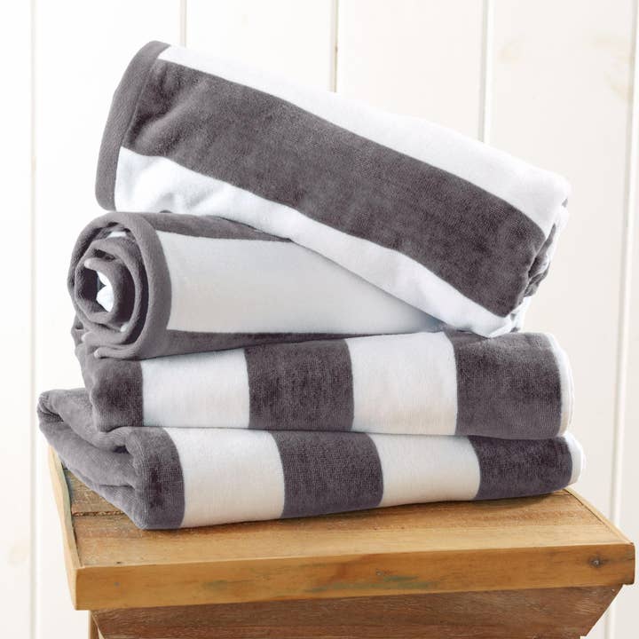 BH Collective - Wholesale Beach Towel - Cotton Velour Cabana Stripe Beach Towel - Novia Collection