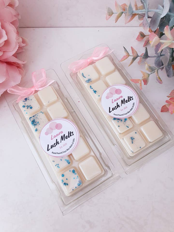 Soft Touch Soya Wax Melt Snap Bar Clam Shell for wholesale by The Laura Lush Boutique