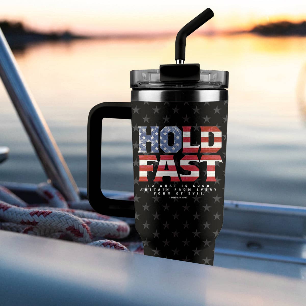 Black HOLD FAST 40 oz Stainless Steel Mug With Straw Hold Fast Fill for wholesale on Faire2