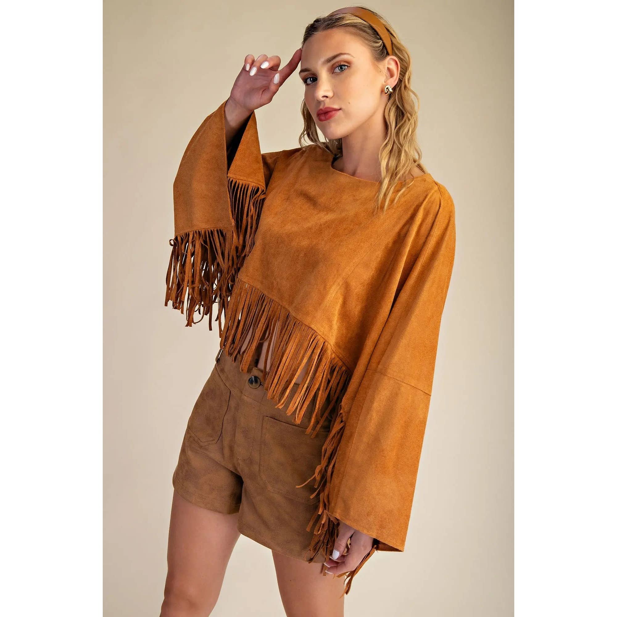 STYLE USA – wholesale Tunika - Dam – NY Sämsskinnsfransponcho9