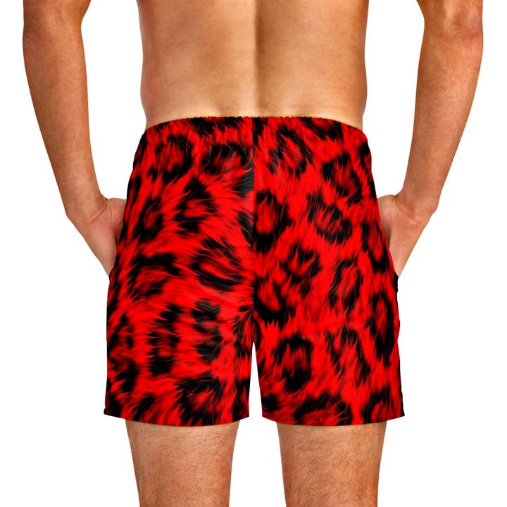 King Killers - Wholesale Boardshort - Heren - Rode zwembroek met luipaardprint en halfhoge snit