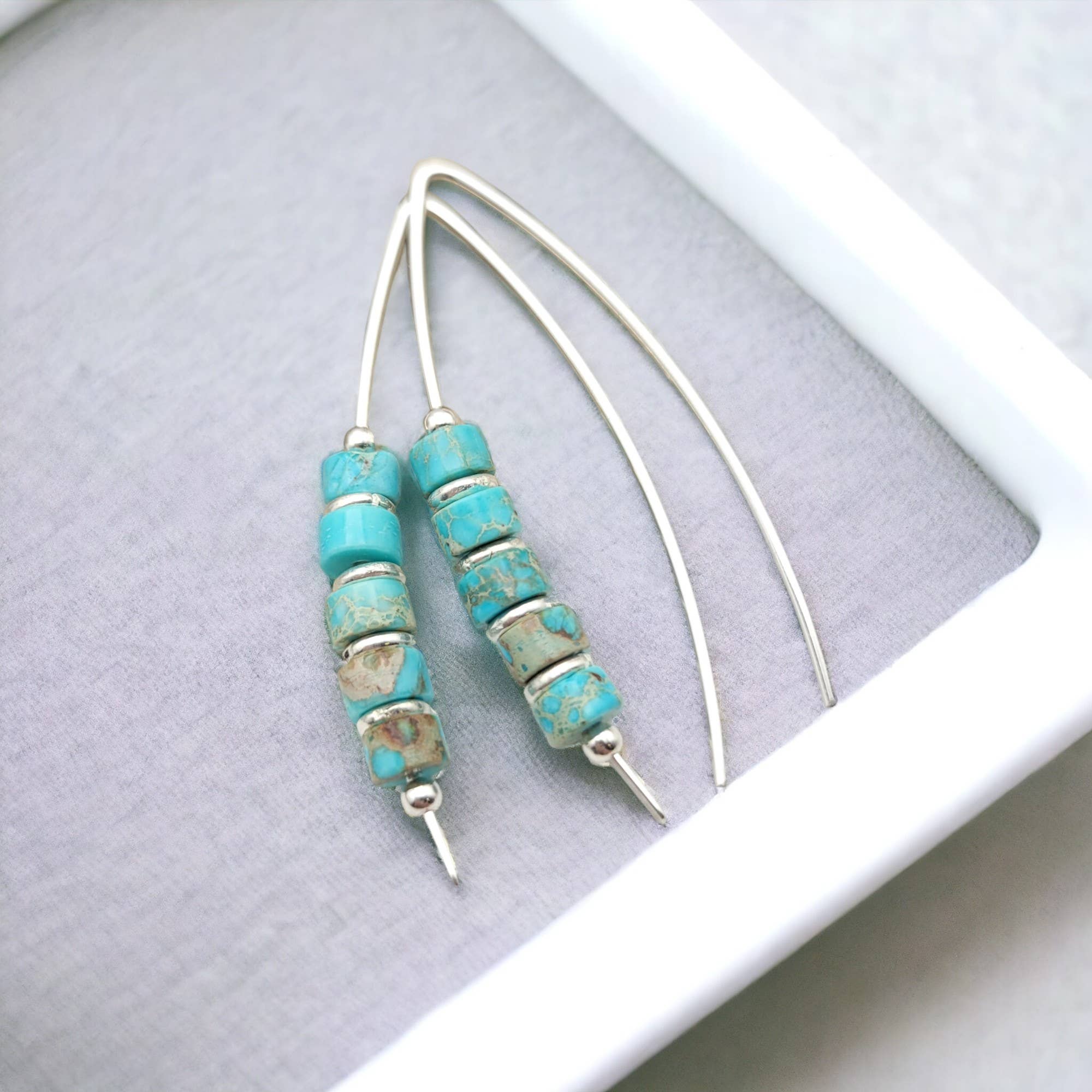 Bijou by SAM - Wholesale Dangle Earrings - Western Turquoise and Sterling Silver Threader Earrings7