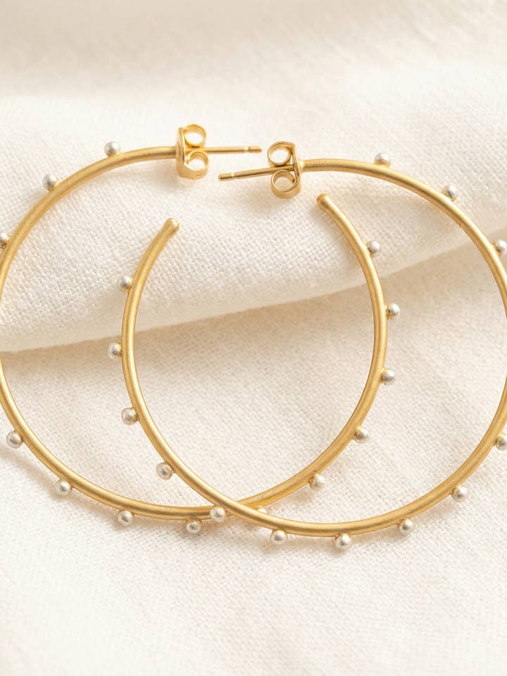 Gold and Silver Dotted Hoop Earrings for wholesale by Treisi