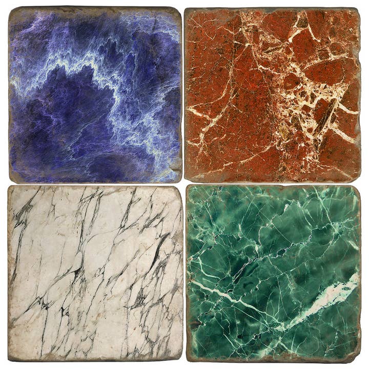 Marmo colorato - Set di sottobicchieri in marmo burattato/4 per la vendita all'ingrosso da parte di Studio Vertu