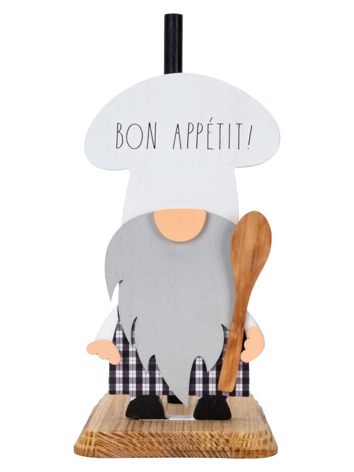 “Bon Appétit” Rae Dunn Paper Towel Holder with Gnome Cutout for wholesale by DesignStyles Home
