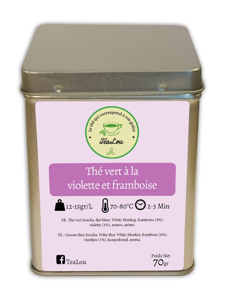 Té verde de violeta y frambuesa - Caja 70g para venta al por mayor de Tealou