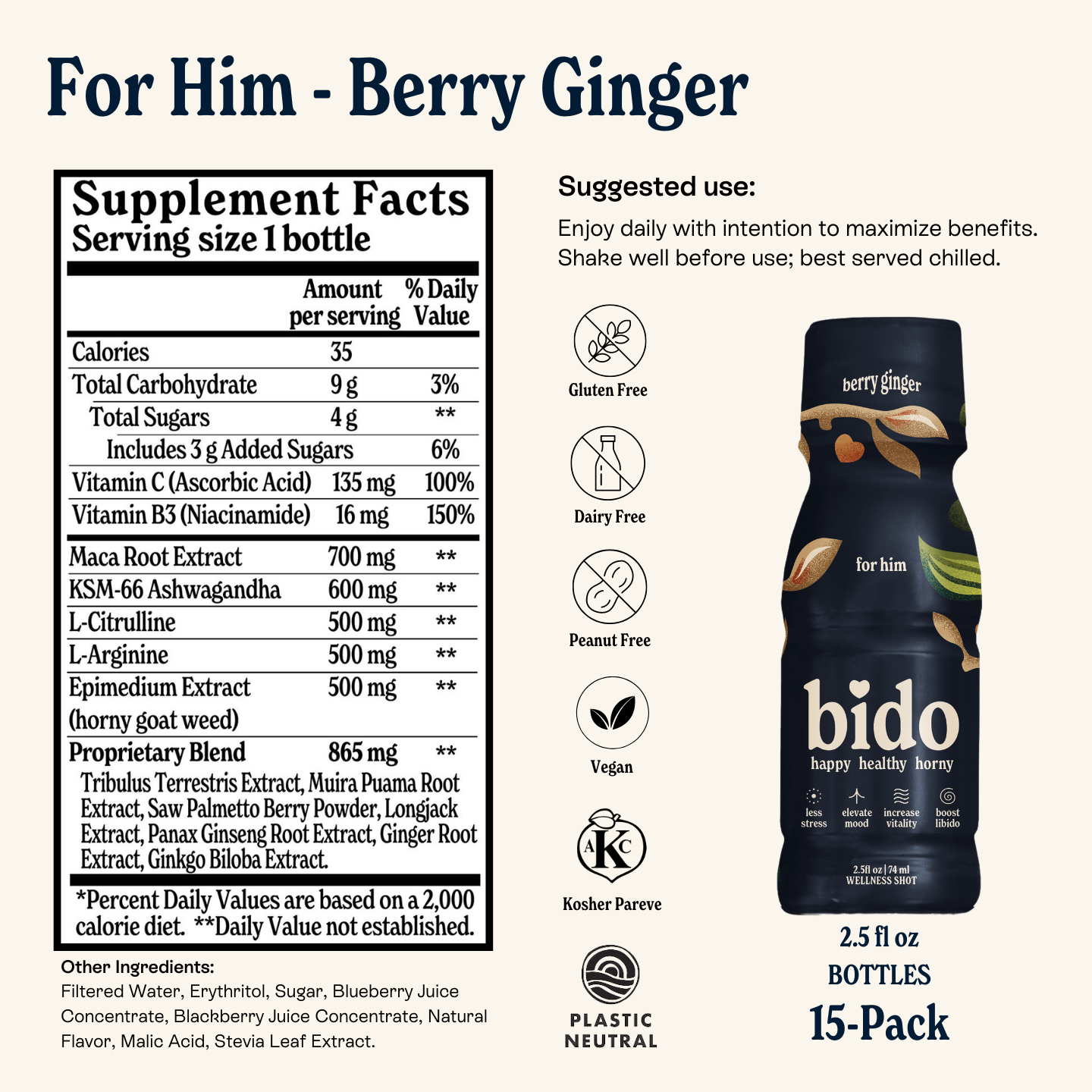 Bido – wholesale Wellness juice/tonic – Wellness Shots & Adaptogen Drinks | For Him (Berry Ginger)2