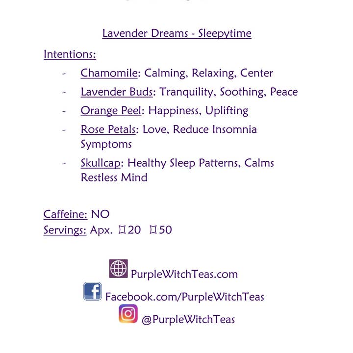 Purple Witch Teas LLC – Chá solto por atacado – Lavender Dreams - Tisana Floral Herbal Sleepytime7
