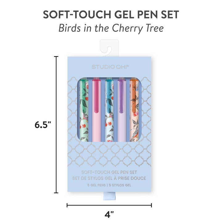 Studio Oh! - Wholesale Pen - Birds in the Cherry Tree Soft-Touch Gel Pen Set3