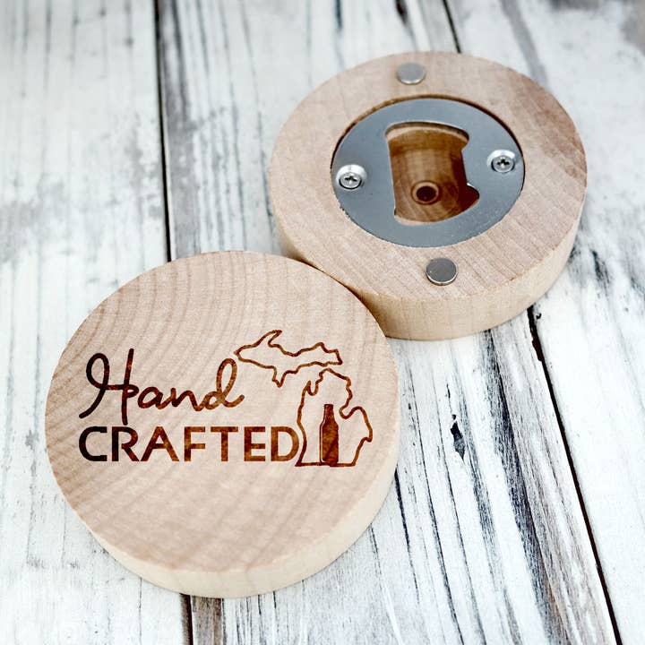 Michigan Handcrafted Beer Bottle Opener Magnet for wholesale by Kennebug LLC