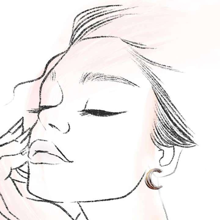 TWO TONE 18K Stainless Steel Tarnish Free Waterproof Hoop | 40E369 for wholesale on Faire3