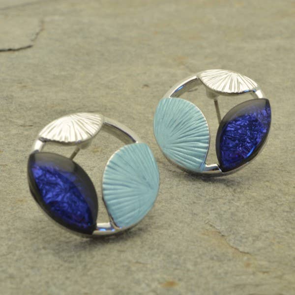 Miss Milly Limited – wholesale Stud/post earrings – Blue and Silver Ellipse Earrings1