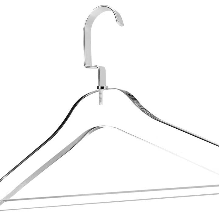 DesignStyles Home - Wholesale Clothes Hangers - Simply Brilliant Silver-Colored Hook Acrylic Hangers with Bar - 10 Pack0
