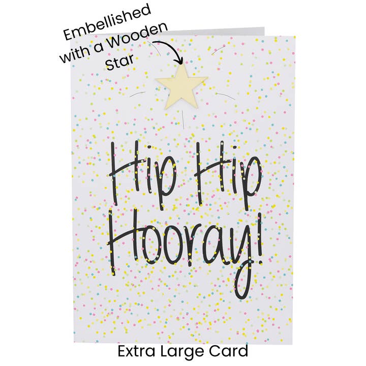 Hip Hip Hooray Stort fødselsdagskort - Confetti * for engroshandel hos Lil's Cards