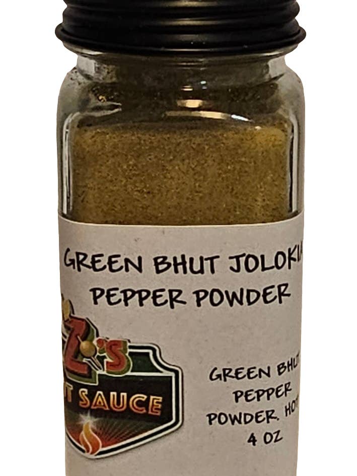 Green Bhut Jolokia Pepper Powder for wholesale by Z's Hot Sauce