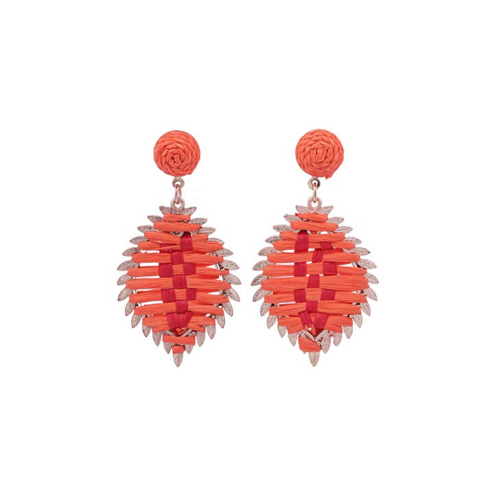 Urbanista Outlet - Venta al por mayor Pendientes colgantes - Pendientes de hojas en bloque de color ratán hechos a mano