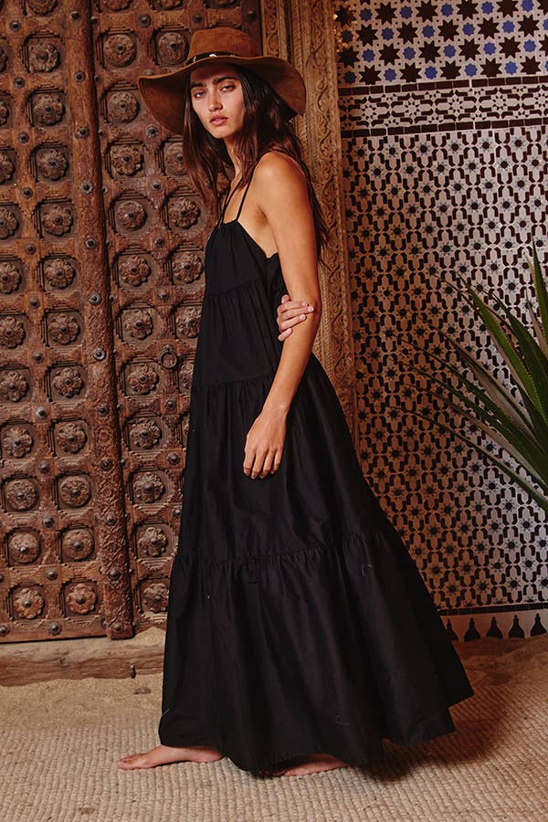 BUCKETLIST INC - Wholesale Dress - Women's - D4070 -Strappy Tiered Poplin Maxi Dress17