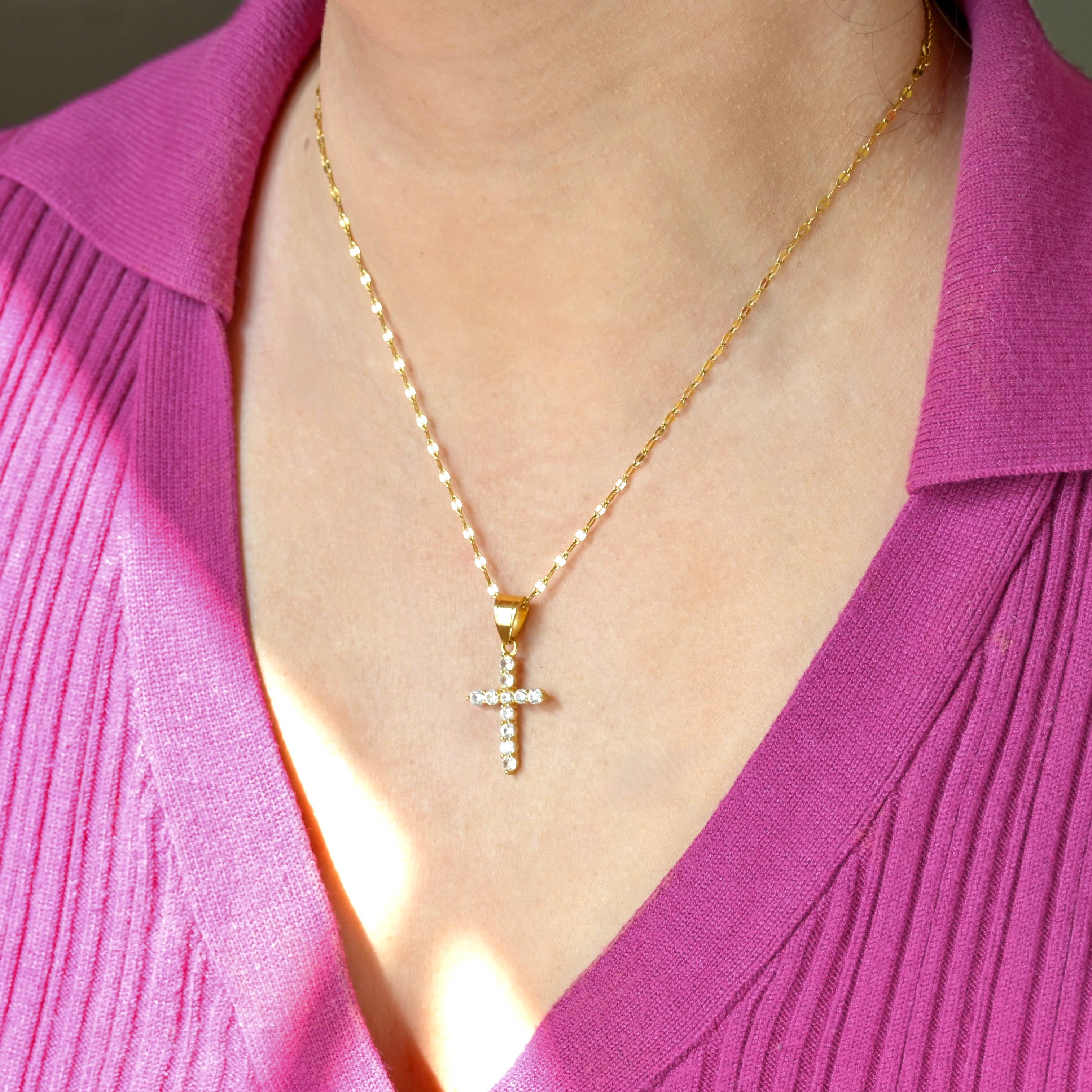 Blueyejewelry - Wholesale Pendant/Charm Necklace - Diamond Cross Necklace - Tarnish-free CZ Cross Pendant 3