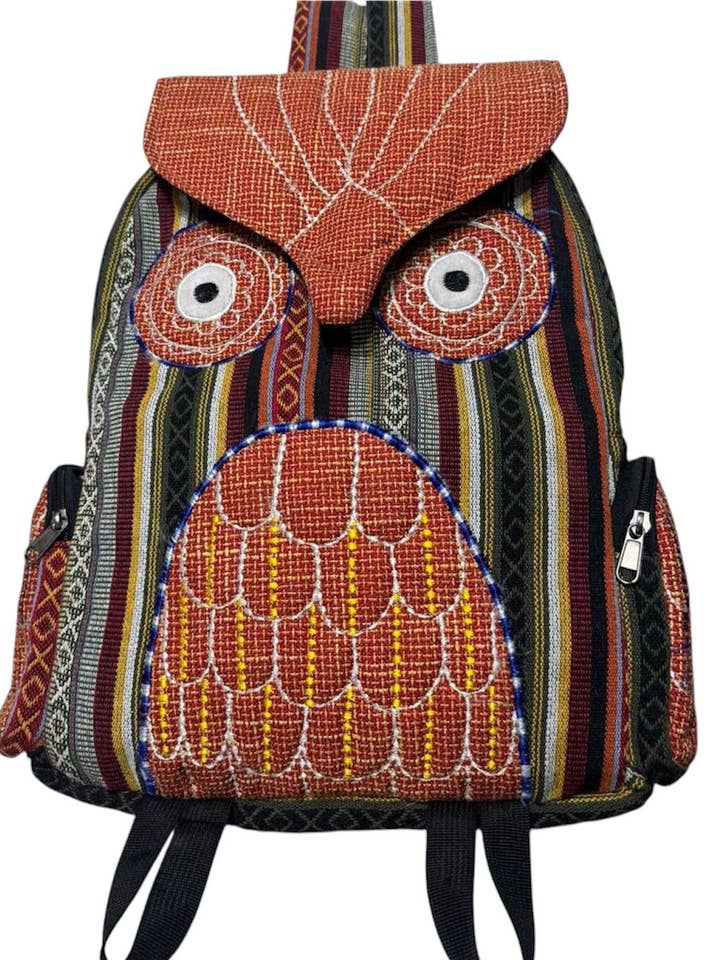 Baumwolle Hanffaden Kunstwerk Himalaya Eulen Rucksack RIB24771 für den Großhandel von Rising International Inc