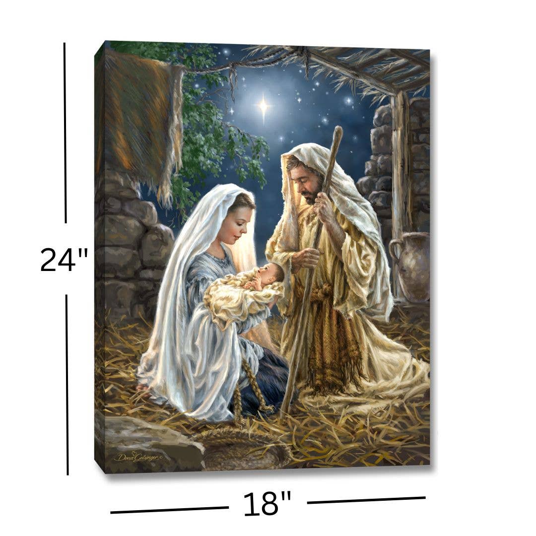 Glow Decor - Wholesale Art Print - Born in a Manger 18x24 Fully Illuminated LED Wall Art3