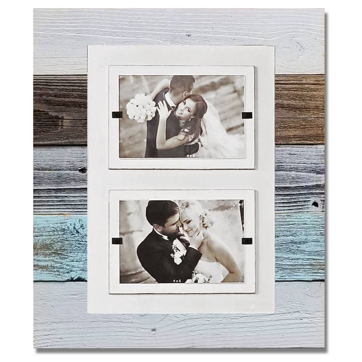 Beach Frames LLC - Wholesale Picture Frame - Cape Cod Double Farmhouse Frame - Sea Mist/White